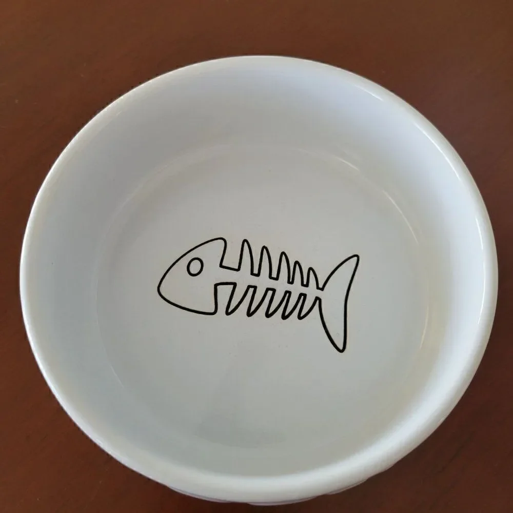 Cat's Ceramic White Food Bowl